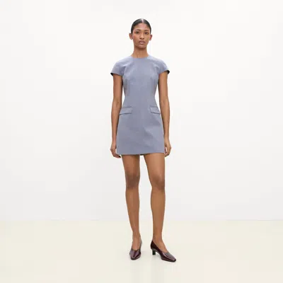 Theory Zip Mini Dress In Wool Gabardine In Purple