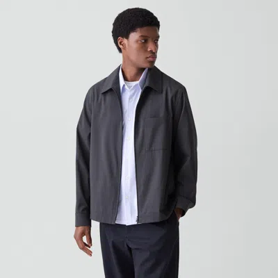 Theory Zip Overshirt In Motion Wool In Blue