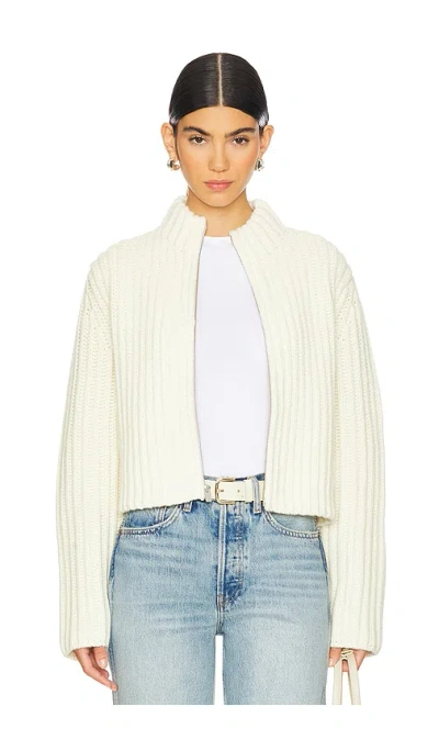 Theory Zip Up Cardigan In Ivory