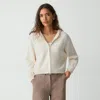 Theory Zip-up Hoodie In Rounded Cotton In Natural