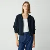 Theory Zip-up Hoodie In Rounded Cotton In Navy