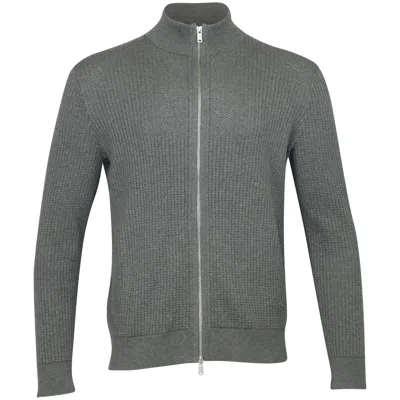 Theory Zip-up Sweater In Grey Merino Wool In Gray