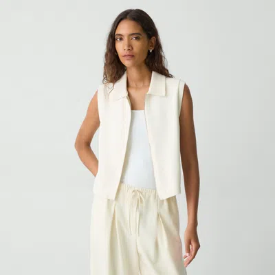 THEORY ZIP-UP VEST IN ROUNDED COTTON