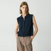 Theory Zip-up Vest In Rounded Cotton In Navy
