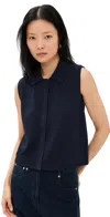 Theory Zip-up Vest In Rounded Cotton In Navy