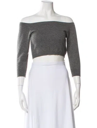 Pre-owned Theperfext Cashmere Off-the-shoulder Sweater In Gray