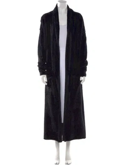 Pre-owned Theperfext Faux Fur Open Front Sweater In Black