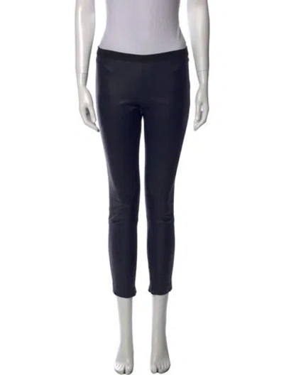 Pre-owned Theperfext Leather Skinny Leg Pants In Blue