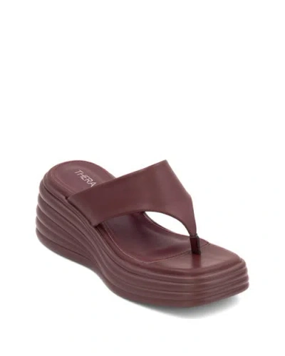 Therapy Australia Frame Square Toe Wedge Sandal In Burgundy