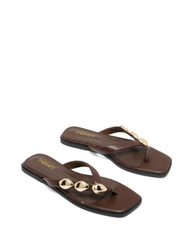 Therapy Australia Guise Square Toe Thong Sandal In Brown