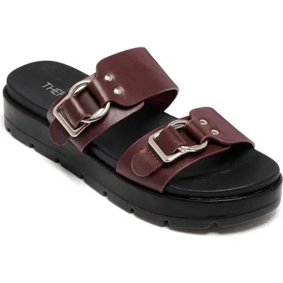 Therapy Australia Litmus Open Round Toe Sandal In Bordeaux Pu