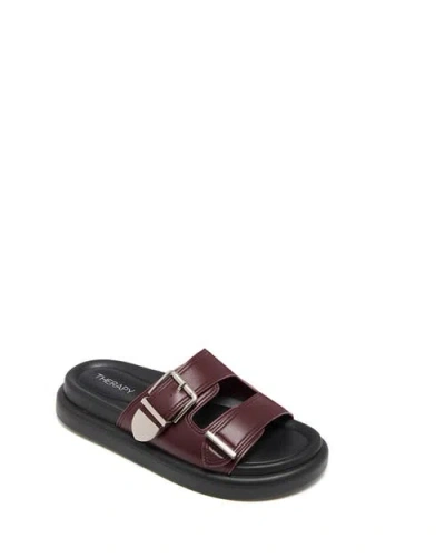 Therapy Australia Paxton Open Round Toe Sandal In Bordeaux Smooth Pu