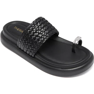 Therapy Australia Prevail Open Round Toe Sandal In Black Woven Pu