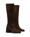 Therapy Australia Quinn Square Toe Block Heel Tall Boot In Brown