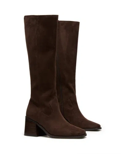 Therapy Australia Quinn Square Toe Block Heel Tall Boot In Brown