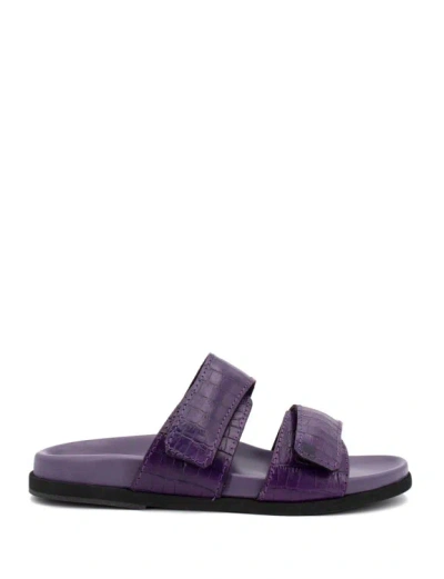 Thera's Double Strap Heeled Sandals In Purple