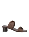 Thera's Brown Double Strap Heeled Sandals In Brown