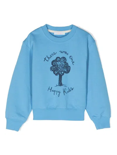 There Was One Kids' Logo-print Cotton Sweatshirt In Blue