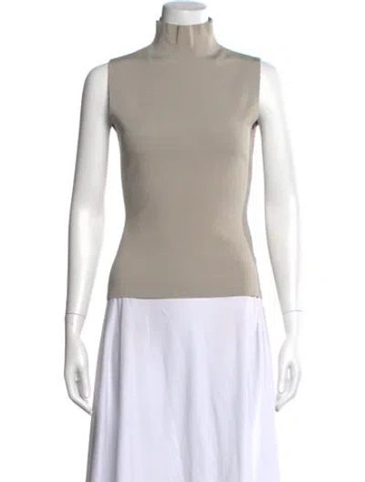Pre-owned There Was One Mock Neck Sleeveless Top In Neutral