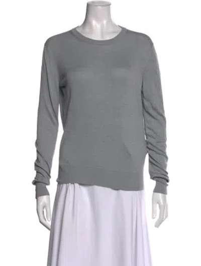 Pre-owned There Was One Silk Crew Neck Top In Gray