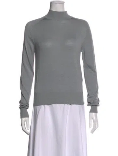 Pre-owned There Was One Silk Mock Neck Top W/ Tags In Gray