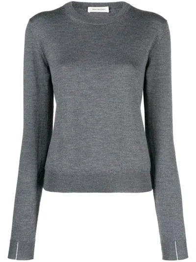 There Was One Stripe-detail Virgin Wool Jumper In Grey