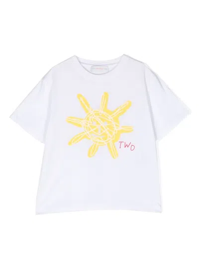 There Was One Kids' Painterly-print Cotton T-shirt In White