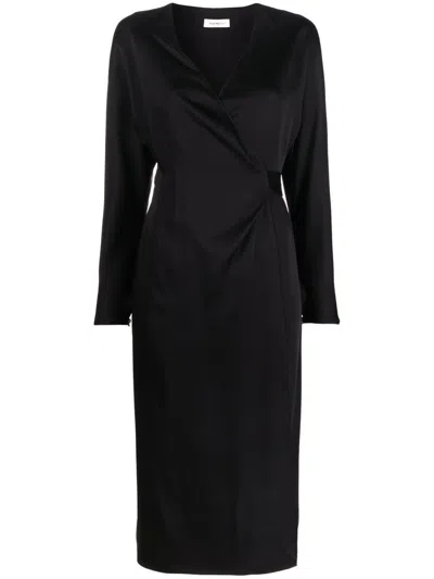 There Was One V-neck Tie-waist Wrap Dress In Black