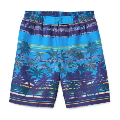 Thereabouts At The Knee Boxer Brief Lined Little & Big Kid Boys Board Shorts In Blue