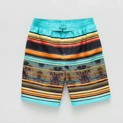 Thereabouts At The Knee Little & Big Kid Boys Drawstring Waist Striped Board Shorts In Blue