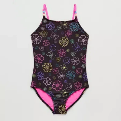 Thereabouts Big Kid Girls Striped One Piece Swimsuit In Purple