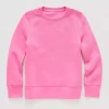 Thereabouts Bling Little & Big Kid Girls Easy-on + Easy-off Round Neck Fleece Adaptive Long Sleeve Sweatshirt In Pink