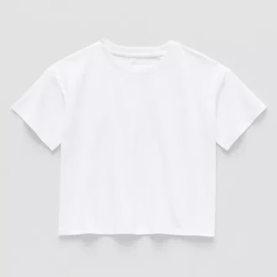 Thereabouts Boxy Little & Big Kid Girls Crew Neck Short Sleeve T-shirt In White