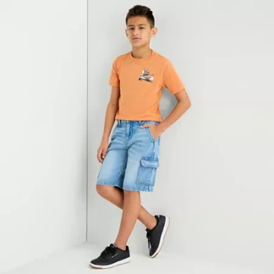 Thereabouts Cargo Little & Big Kid Boys Adjustable Waist Denim Short In Blue