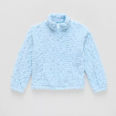 Thereabouts Fleece Little & Big Kid Girls Long Sleeve Fleece Casual Quarter-zip Pullover In Blue