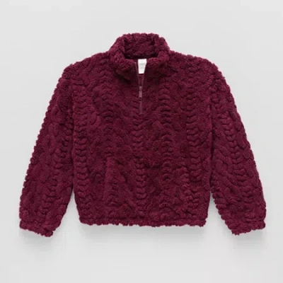 Thereabouts Fleece Little & Big Kid Girls Long Sleeve Fleece Casual Quarter-zip Pullover In Red