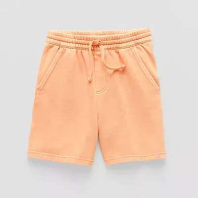 Thereabouts Fleece Pull-on Little & Big Kid Boys Adjustable Waist Jogger Short In Orange