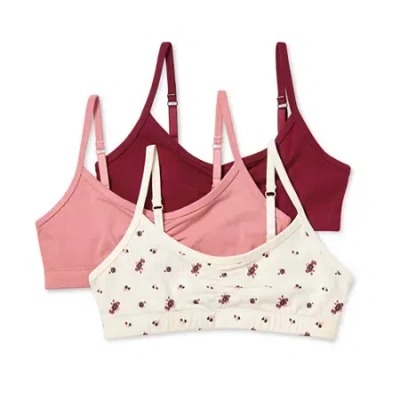 Thereabouts Kids' Girls Medium Support 3-pc. Bralette 340033 In Red