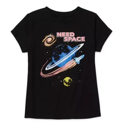 Thereabouts Kids' Little & Big Girls Round Neck Short Sleeve Graphic T-shirt In Black