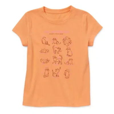 Thereabouts Kids' Little & Big Girls Round Neck Short Sleeve Graphic T-shirt In Orange
