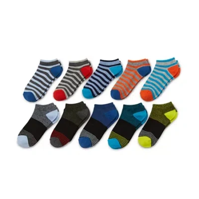 Thereabouts Little & Big Kid Boys 10 Pair Low Cut Socks In Multi