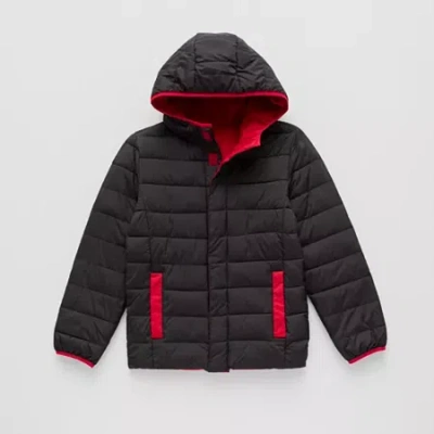 Thereabouts Little & Big Kid Boys Adaptive Easy-on + Easy-off Midweight Puffer Jacket In Black