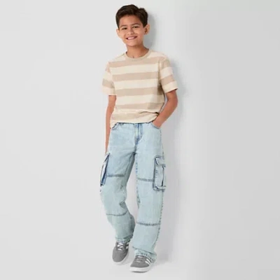 Thereabouts Little & Big Kid Boys Adjustable Waist Cargo Loose Fit Jean In Blue