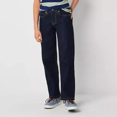 Thereabouts Little & Big Kid Boys Adjustable Waist Stretch Fabric Bootcut Relaxed Fit Jean In Blue