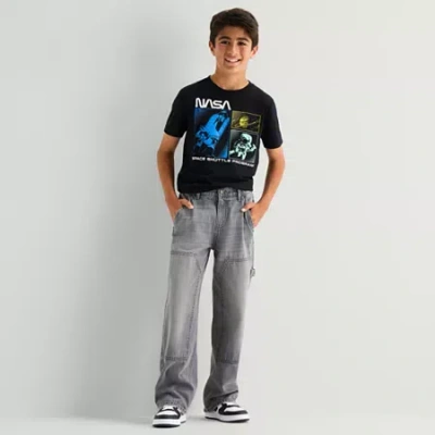 Thereabouts Little & Big Kid Boys Adjustable Waist Workwear Loose Fit Jean In Gray