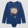 Thereabouts Little & Big Kid Boys Bodysuit Closure Easy-on + Easy-off Adaptive Crew Neck Long Sleeve Bodysuit In Blue