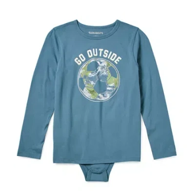 Thereabouts Little & Big Kid Boys Bodysuit Closure Easy-on + Easy-off Adaptive Crew Neck Long Sleeve Bodysuit In Blue