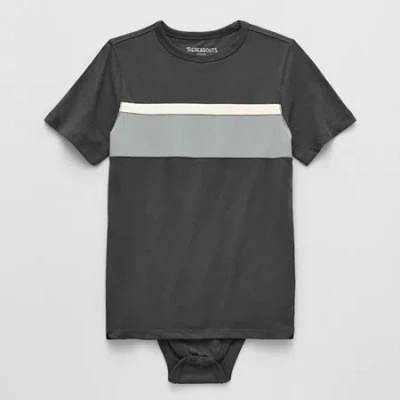 Thereabouts Little & Big Kid Boys Bodysuit Closure Easy-on + Easy-off Adaptive Crew Neck Short Sleeve Bodysuit In Gray