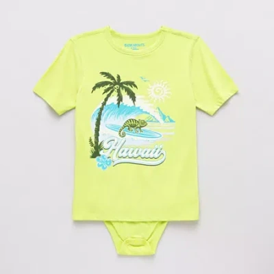 Thereabouts Little & Big Kid Boys Bodysuit Closure Easy-on + Easy-off Adaptive Crew Neck Short Sleeve Bodysuit In Neutral