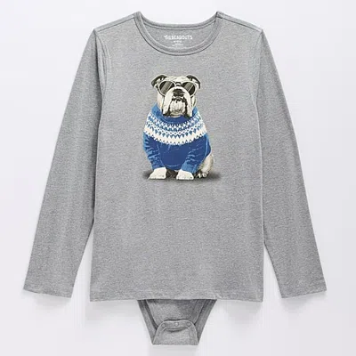 Thereabouts Little & Big Kid Boys Bodysuit Closure Hidden Access Opening Adaptive Crew Neck Long Sleeve Bodysuit In Gray